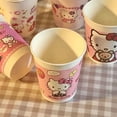 thumbnail image 4 of Vaso de papel rosa de Hello Kitty con diseño de dibujos animados, desechable, de aspecto elegante, para fiestas, picnics, camping, estilo esencial para niñas, 4 of 5
