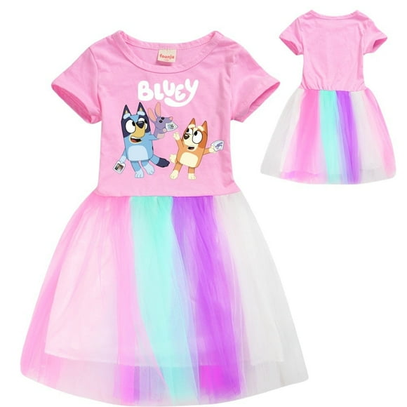 Bingo Bluey New Summer Girl Cotton T Shirt + Print Dress