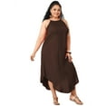 thumbnail image 4 of Womens Plus Size Spaghetti Strap Casual Solid Color Flowy Swing Dresses FZH, 4 of 6