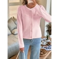 thumbnail image 6 of V-Neck Long Sleeves Cardigan Sweaters for Women Fall Winter Chunky Cropped Button Down Knit Sweater Jackets Pink XL, 6 of 8