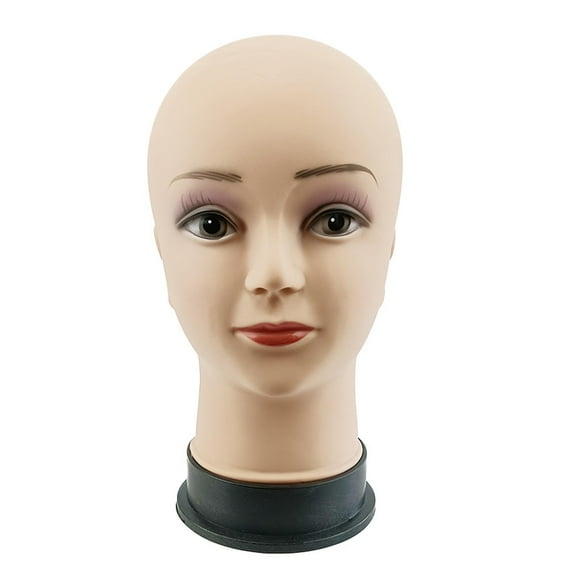 HILABEE Mannequin pour Femme Tête Chauve pour Faire des Perruques Entraînement Massage Pratique Chapeau Présentoir Peau