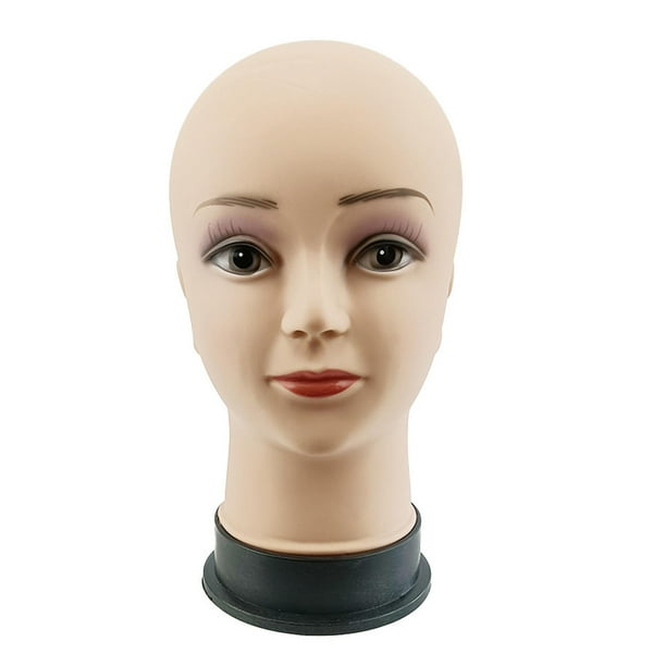 Cabeza de maniquí calva profesional para entrenamiento, exhibición de sombreros y gafas. Piel