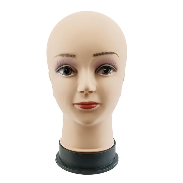 Cabeza de maniquí femenino cosmetología calva profesional para entrenamiento de pelucas, práctica de , exhibición de sombreros, exhibición Piel Sunnimix cabeza de maniquí de entrenamiento