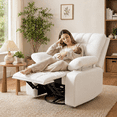 thumbnail image 5 of LAZZO Recliner Chair with Adjustable Armrests, Upholstered Swivel Rocking Chair for Nursery and Living Room, White-Straight Line Tufting, 5 of 8