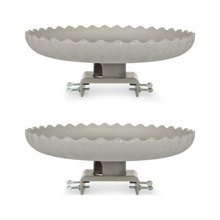 Farm Innovators Stone Scallop Heated Birdbath w/ Deck Mount, Gray (2 Pack)