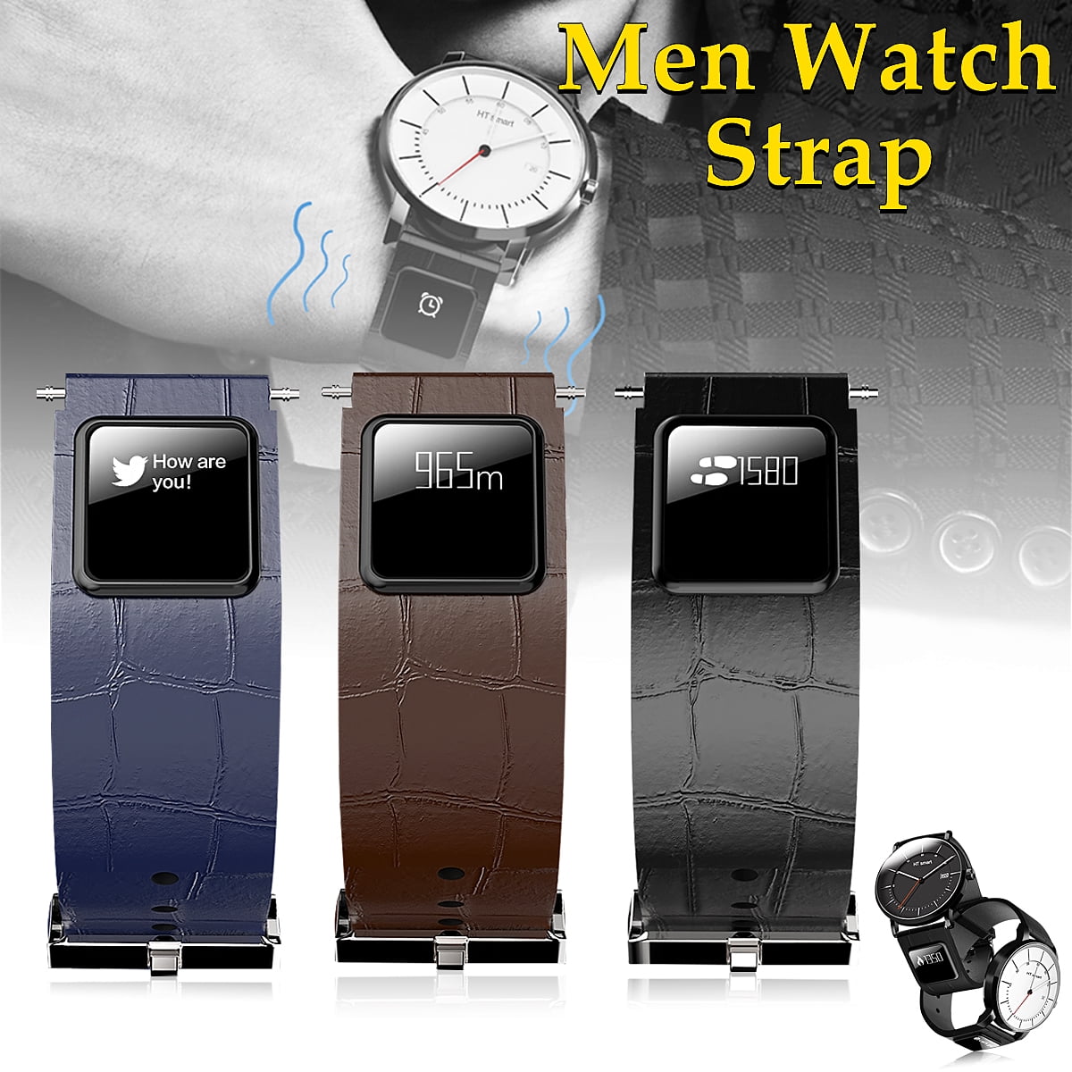 H1 Luxury Leather Intelligence Sport h 4.0 Watch Band with OLED Touch Screen BT Water Proof Smart Wristband for IOS7.0 Android 4.3 Quick Release Watch Replacement Strap Walmart