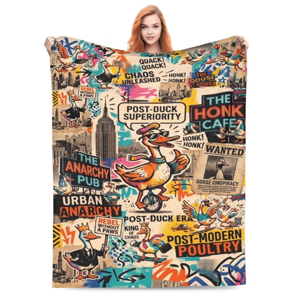 Funny Goose Blanket Soft Flannel Throw Blanket for Couch Bed Home Decor
