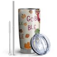 thumbnail image 2 of 20oz Tumblers Happy Thanksgiving Turkey Fall Leaves Stainless Steel Vacuum Insulated Double Wall Travel Tumbler Cups Mug with Lid and Straw,Cleaning Brush for Cold & Hot Drinks, 2 of 7
