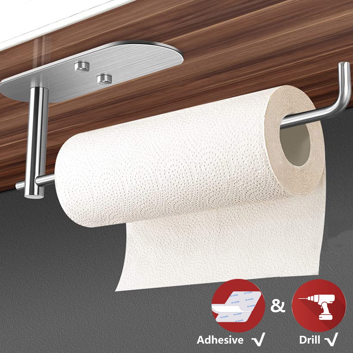PHANCIR Kitchen Paper Towel Holder Wall Mount Under Self