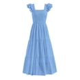 thumbnail image 1 of Vestido largo PRETTYGARDEN para mujer, cuello cuadrado, verano, azul claro, 1 of 9