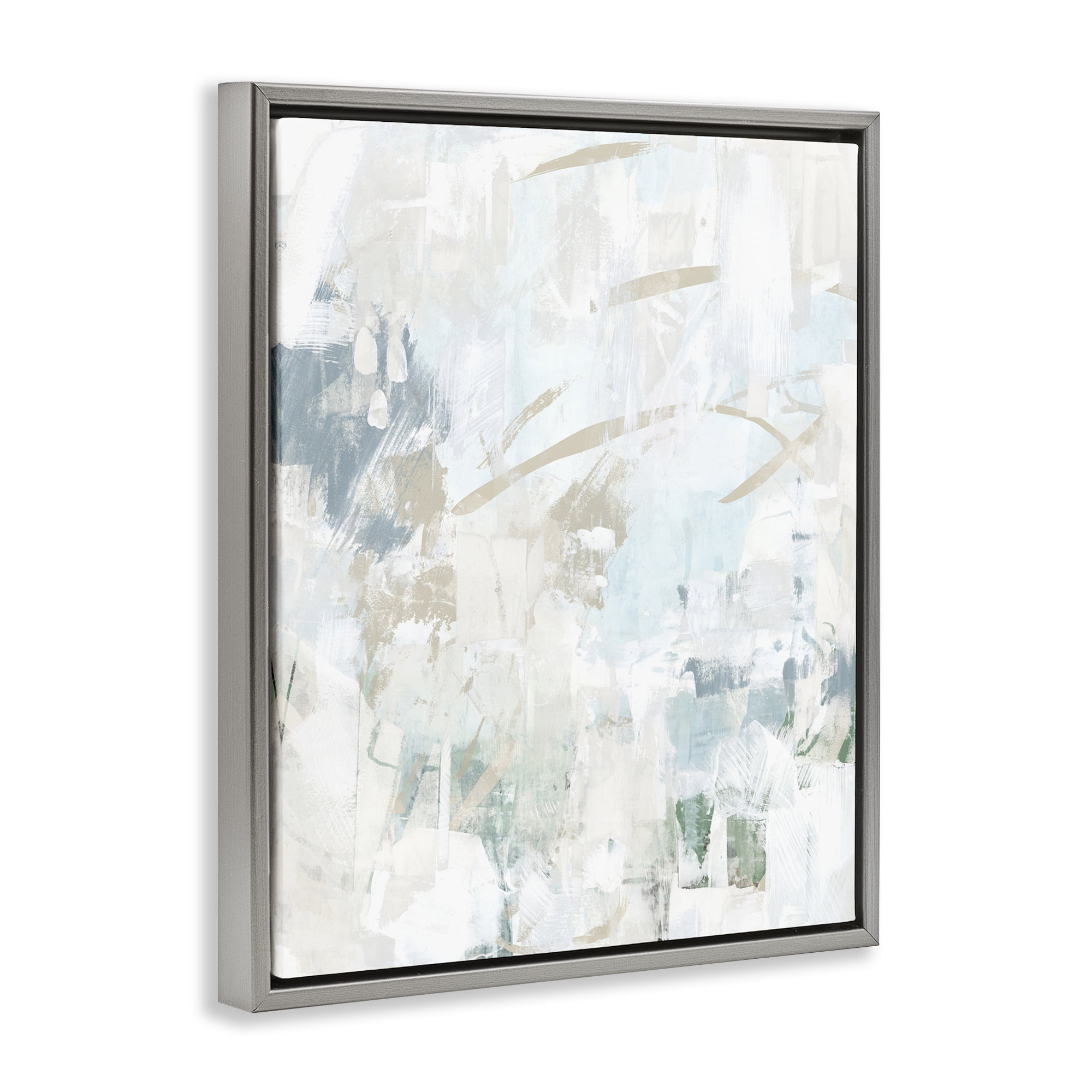 Stupell Industries Subtle Faded Abstraction Abstract Painting Gray Floater Framed Canvas Art Print Wall Art, 25 x 31