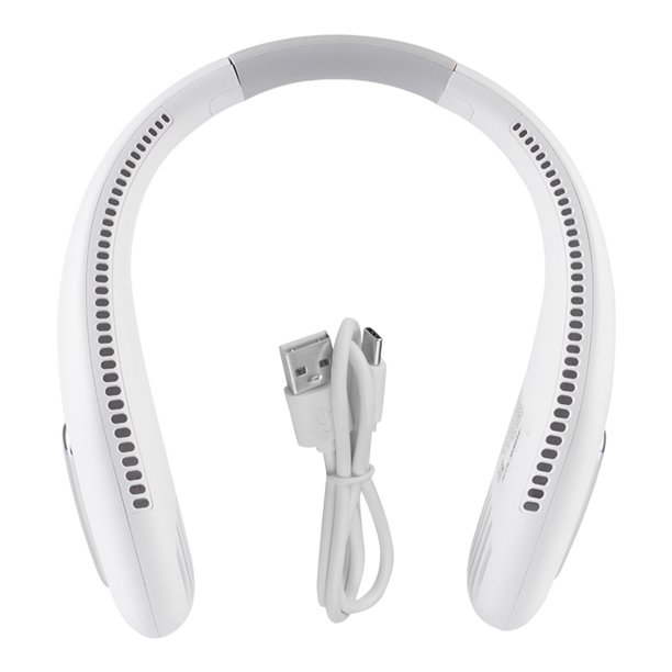 Ventilador de cuello Ventilador colgante recargable sin alas Enfriador de aire portátil ajustable para deportes, Blanco Jumpingount HA004926-01B