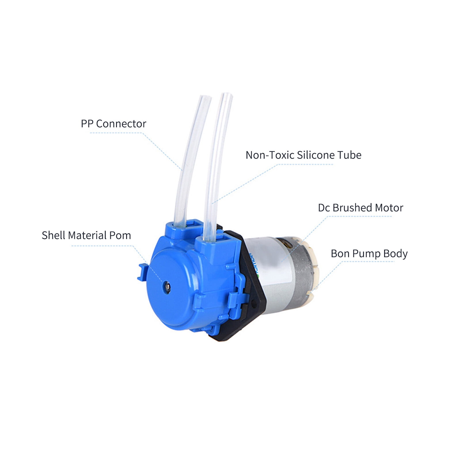 Kamoer Peristaltic Pump Aquarium Liquid Water Pump Flow Adjustable 5.2-90ml/min 12V Dosing Pump for DIY Aquarium Lab Chemical Analysis Dosing Additives 3.0x5.0mm NKP-DC-S10B
