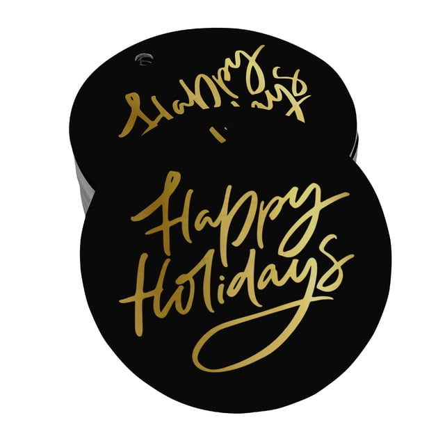 Inkdotpot Happy Holiday Bottle Tag Real Gold Foil Favor Hang Tags 100 Pack