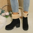 thumbnail image 6 of Busydd Ankle Boots for Women Casual Comfy Warm Fleece Womens Booties Chunky Heel Round Toe Zipper Winter Boots for Women 9, 6 of 9