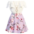 thumbnail image 1 of Big Girls' Off Shoulder Ruffle Crop Top Skirt Party Summer Clothing Set Outfit Lilac 12 (J21KS30S), 1 of 3