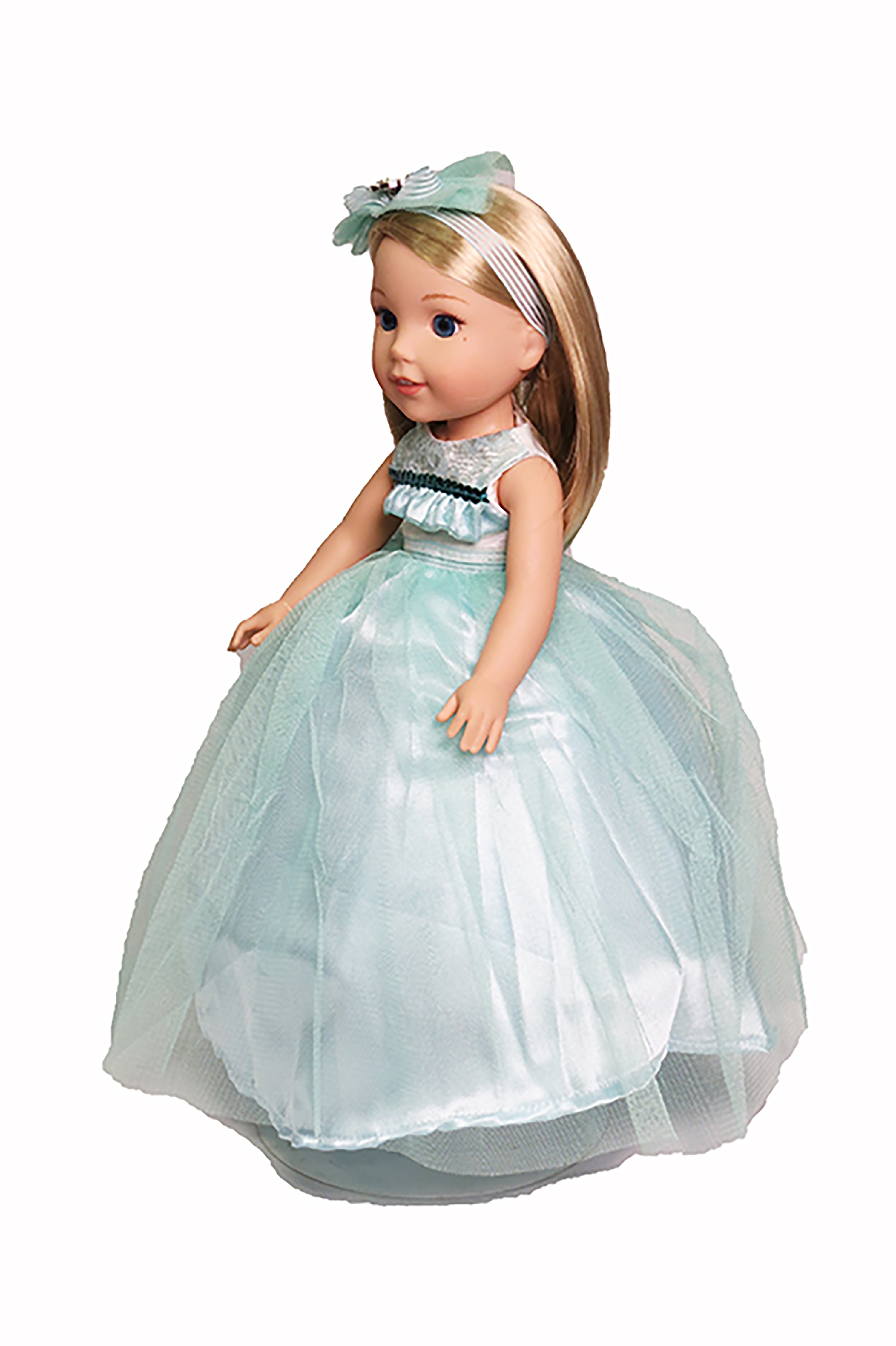 Teal Ballgown Dress with Headband for 14-Inch Dolls Dolls