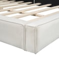 thumbnail image 6 of Queen Size Grounded Upholstered Bed with Velvet Fabric, Sturdy Wooden Platform Bed Frame for Living Room, 500 LBS Weight Capacity, Beige, 6 of 7