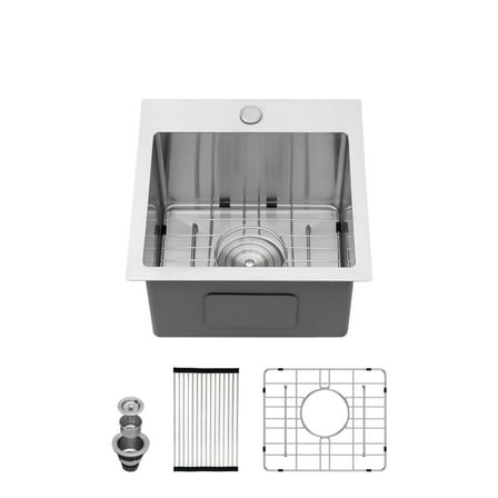 15x15x9 Inches 16-Gauge Stainless Steel Undermount Single-bowl Sink For The Kitchen.