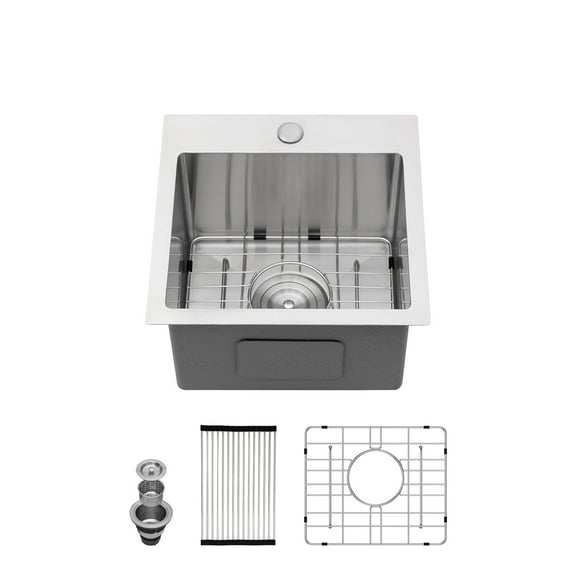15x15x9 Inches 16-Gauge Stainless Steel Undermount Single-bowl Sink For The Kitchen.