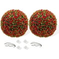 thumbnail image 2 of Accreate Decorative Topiary Balls - Indoor/Outdoor Flower Balls with Hanging Chains, Red 21in, 2 of 7