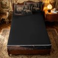 thumbnail image 4 of Erosebridal Brown Wood Bear Forest Zipper Twin Comforter Sets with Fitted Sheet and 2 Pillowcases for Boys Men, Pine Tree Mountain Print Zipper Bedding Set, Black Reversible, 4pcs, 4 of 7