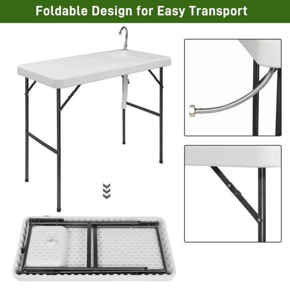 Gymax Portable Fishing Station: Outdoor Camping Fillet Table with ...