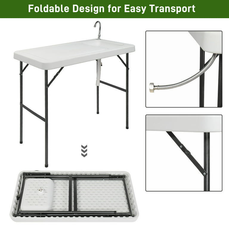 BaytoCare Outdoor Folding Fish Cleaning Table, with Sink | Standard Garden  Connection