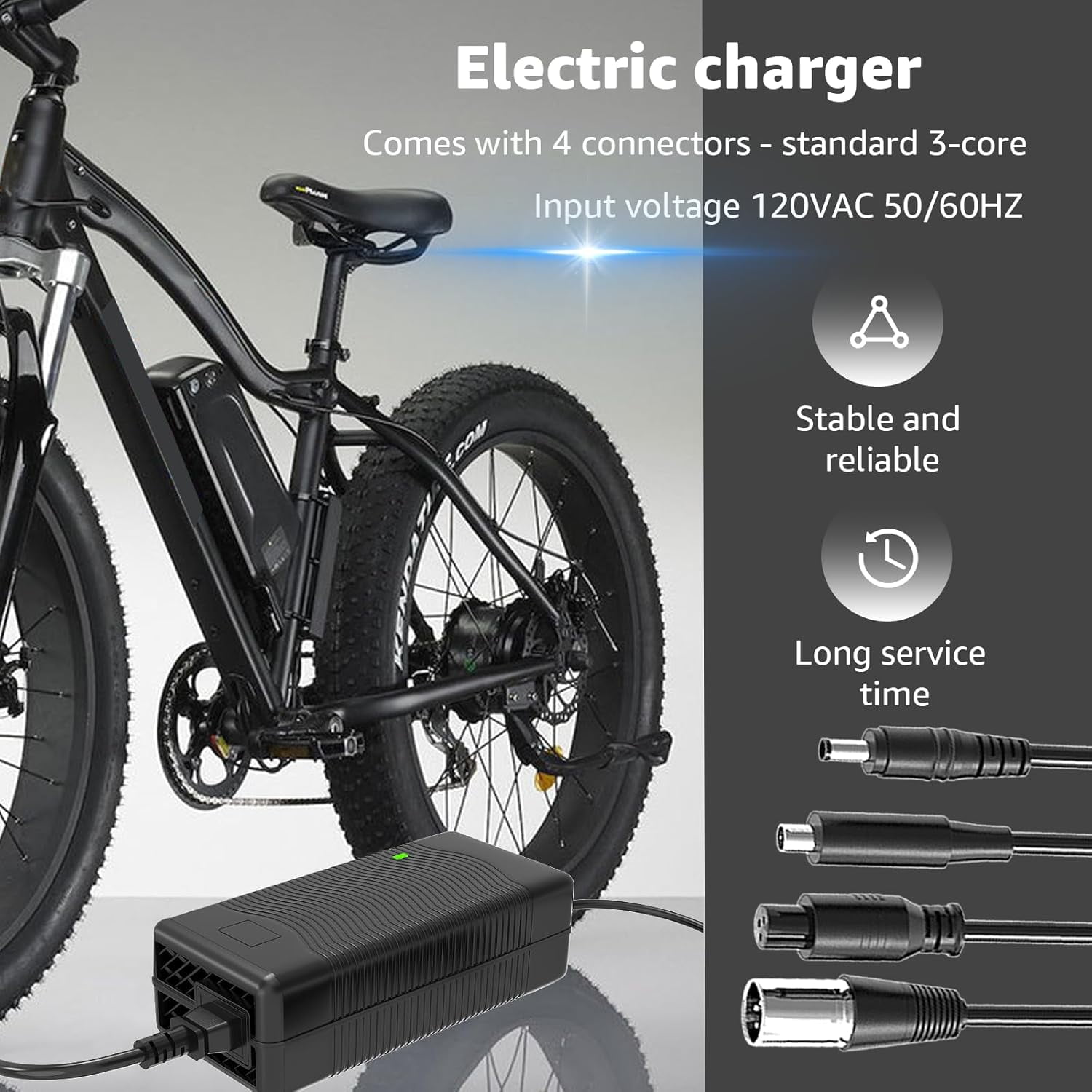 54.6V 2A Electric Charger for 48V Lithium Battery Compatible with Battery Charger,Equipped with 4 Output Heads