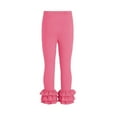 thumbnail image 6 of Erwazi Toddler Girls Yoga Pants Kids Casual Solid Color Performance Bell Bottoms Ruffle Bottom Pants, Pink, 5-6 Years, 6 of 9