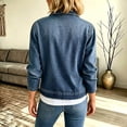 thumbnail image 5 of Womens Jeans Jacket Solid Color Lapel Zipper Denim Casual Outerwear Jacket for Spring and Fall, 5 of 5
