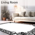 thumbnail image 2 of ODIKA 2'x3' Machine Washable Non-Slip Area Rug, Elegant Ornamental Damask Motifs With Refined Symmetry And Curvilinear Details High Traffic Rug, Black, 555701, 2 of 7