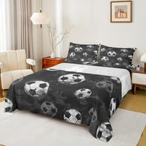 Castle Fairy Female Men Adults Soccer Game Full Size Sheets 4-Piece,Sport Theme Breathable Bed Sheets,Ball Gaming Lightweight Sheet Sets,Luxury Bedroom Decor