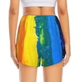 thumbnail image 4 of Xecao's Rainbow Colored for a double-layer running short for women, perfect for gym, tennis, and more, featuring a convenient pocket., 4 of 9