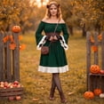 thumbnail image 6 of Renaissance Dress for Women Medieval Halloween Bell Sleeve Victorian Dresses Off Shoulder Peasant Gothic Fairy Witch Dress Dark Green S, 6 of 9