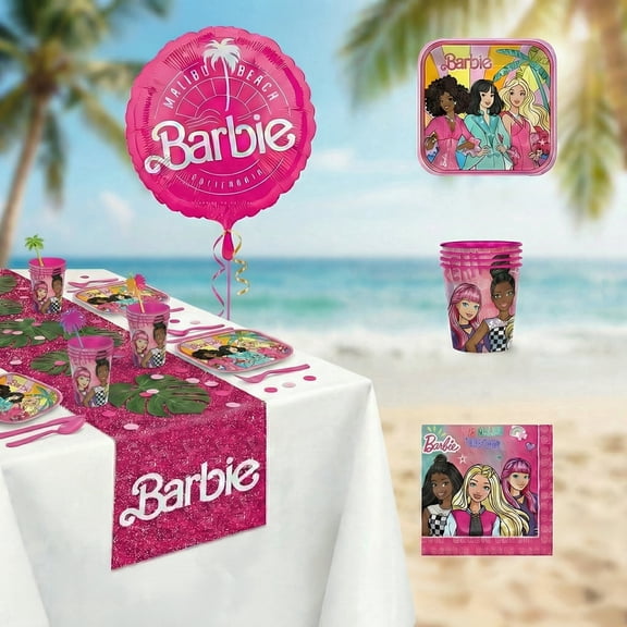 Amscan Barbie Party Kit for 8 Guests with Table Runner