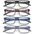 thumbnail image 2 of JAWSOCK 4 Pack Reading Glasses Blue Light Blocking for Men Women,Rectangular Frame Computer Readers with Spring Hinge, 2 of 8