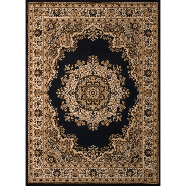 United Weavers Area Rugs Dallas 85110170 Black Bordered Flower Leaves