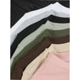 thumbnail image 5 of Women's Crew Neck Ribbed Fitted Shirt, Basic Short Sleeves Slim Fit Tops Summer T Shirt, 5 of 7