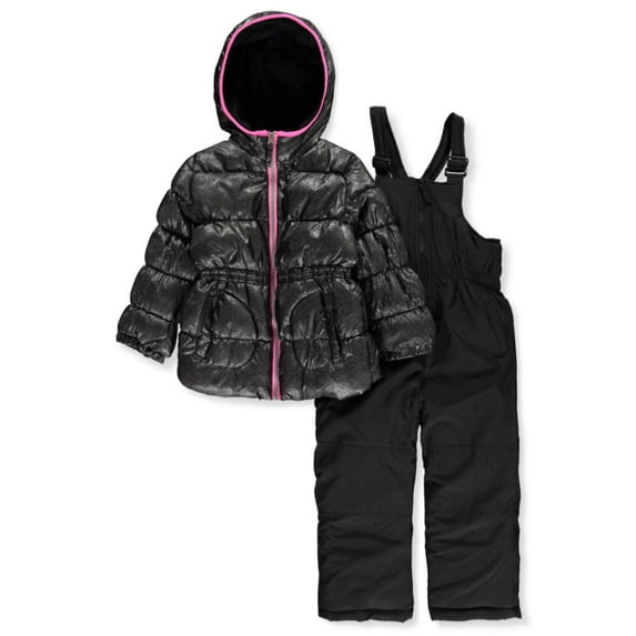 Pink Platinum Girls' Polka Grid 2-Piece Snowsuit with Ear Warmer Headband