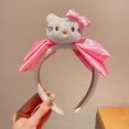 thumbnail image 1 of Diadema con orejas de Hello Kitty súper linda para niños, mascarilla de maquillaje para lavado de cara con estampado de leopardo, diadema con lazo lindo, lindo, lindo, tarjeta, 1 of 4