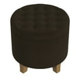 thumbnail image 6 of HomePop Small Round Button Tufted Storage Ottoman, Chocolate Brown Velvet, 6 of 10