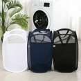 thumbnail image 3 of Reinforced Handles Laundry Hamper With Breathable Mesh Material, Foldable Design Ensures Space Saving And Convenience In Navy Blue, Steel Wire Support Adds Durability, 3 of 5
