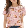 thumbnail image 2 of SGFCWSX Girls Short Sleeve T-Shirt, Casual Printed Kids Fashion Top Watermelon Red Size 5-6 Years, 2 of 7