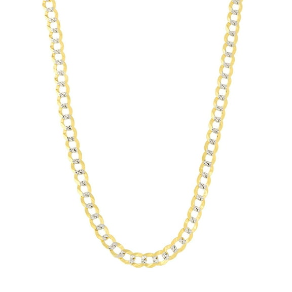 14k 2 Tone Yellow And White Gold Curb Chain Necklace, 2.6mm, 18"