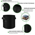 thumbnail image 3 of Paquete de 5 bolsas de cultivo de 10 galones, macetas de tela no tejida gruesa resistente con asas, bolsas de cultivo de plantas para verduras/flores/plantas/frutas, negro, 3 of 5