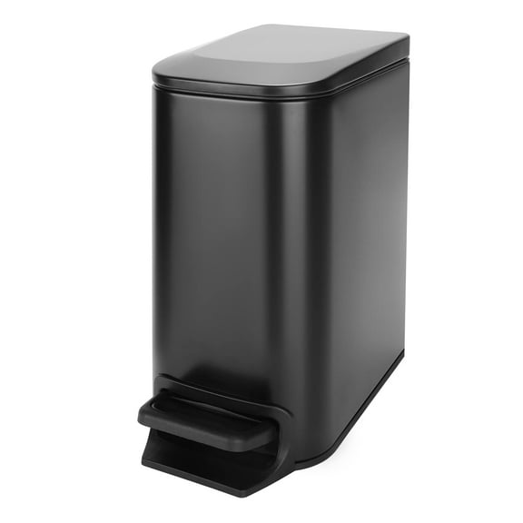 Cesun 1.6 Gallon Small Bathroom Trash Can, Stainless Steel Garbage Bin with Lid, Matte Black