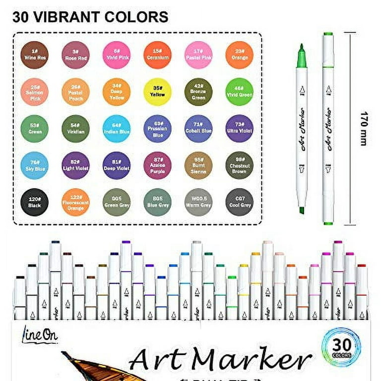 Corslet 30 Color Alcohol Marker Pens, Coloring Art Markers  Double-Head for Kids, Adults - 30 Color Alcohol Marker Pens, Coloring Art  Markers Double-Head for Kids, Adults