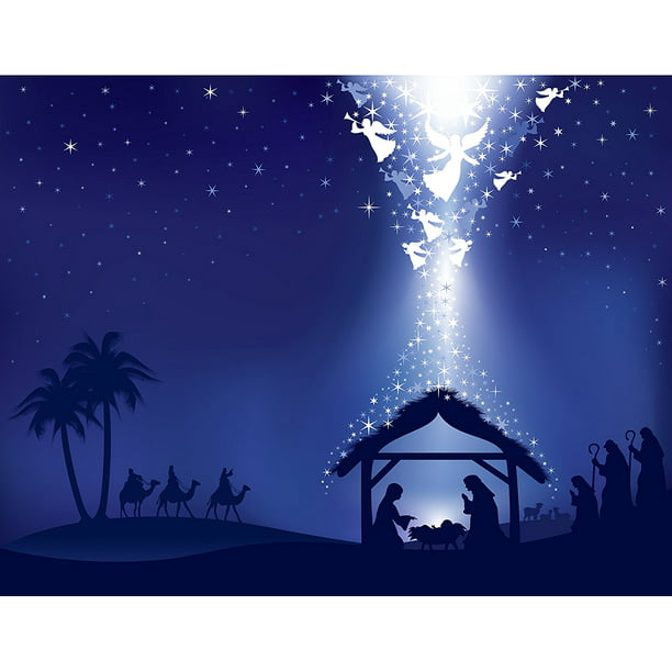 GreenDecor Polyster 7x5ft Three Wise Men and The Birth of Jesus Christmas Photography Backdrops Studio Background Photo Backdrop Studio Props