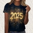 thumbnail image 2 of Camisetas Casuales de Mujer Año Nuevo Impreso Suéter de Manga Corta Cuello Redondo, Top de Moda para el Uso Diario, 2 of 4